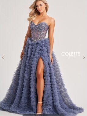Colette by Daphne Lavender Ruffled Tulle Gown